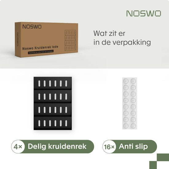 Noswo Spice Rack Drawer - 4 Layer - For 24 Spice Jars - stainless steel - Spice Organiser - Kitchen Drawer Organiser