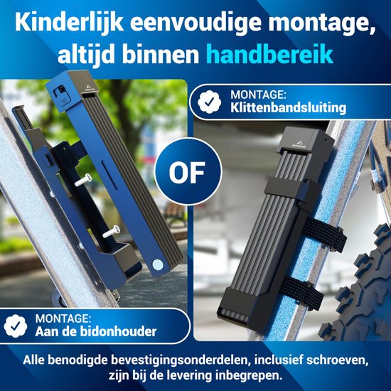 Nextcover Cadenas pliant 100cm FoldBasic| Cadenas pour vélo avec deux clés | Cadenas pour vélo avec support | Cadenas pour vélos, vélos électriques, scooters électriques | SteelSecure Technology 3.0