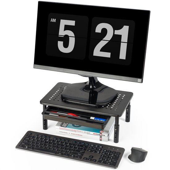 Rehausseur de moniteur Auronic - Rehausseur d'écran - Réglable - 37 x 23,5 x 10 cm - Métal - Noir