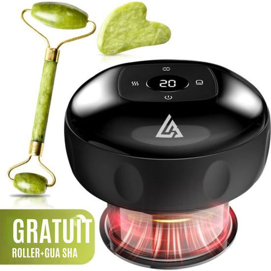Appareil de massage électrique contre la cellulite LivingBoost®- Gua Sha inclus - 12 niveaux et températures - Corps entier - Massage par ventouses - Anti cellulite - noir