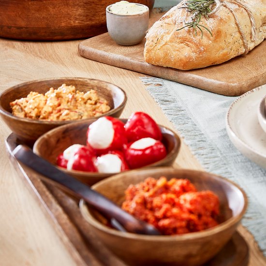 Mica Decorations Bol et plateau Tomar - 200 ml - Bois de manguier 100% FSC - Marron foncé