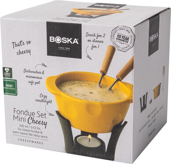 Boska Set à fondue Mini Cheesy - Pour fondue au fromage et sauce - 300 ml - Récipient à fondue lavable au lave-vaisselle
