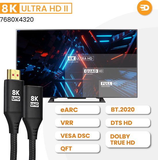 Drivv. Câble d'extension HDMI Premium 2.1 - mâle vers femelle - 3 mètres