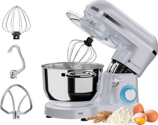 KitchenBrothers Robot de cuisine - Robot de cuisine - 6.2L - Mixeur avec bol de mixage - Mixeur de cuisine - 2000W - Blanc nacré
