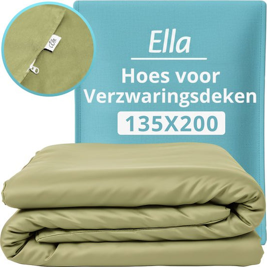 Housse pour la couverture d'aggravation d'Ella 135 x 200 CM - 7 KG & 9 KG - Housse en 100% coton biologique - Vert olive clair