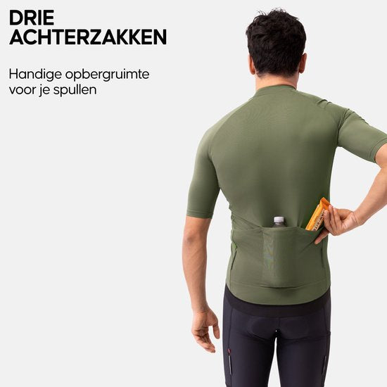 DANISH ENDURANCE Maillot cycliste homme - Chemise cycliste - Manches courtes - Séchage rapide - Vert olive - Taille M