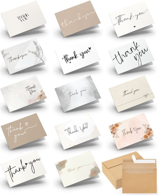 Systemyze 42x Cartes de remerciement avec enveloppe - Cartes de remerciement - Cartes de vœux - Format A6