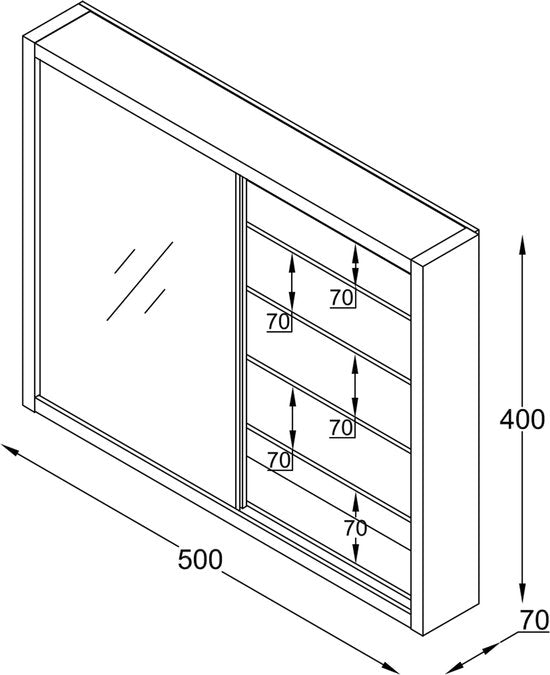 Vitrine murale suspendue/debout - étagères en verre 50 cm de large x 4,5 de profondeur - portes coulissantes