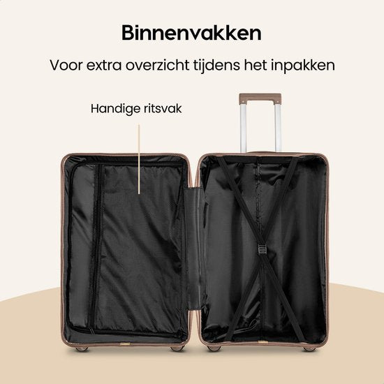 SKYCASES Urban Adventurer - Ensemble de valises - 3 pièces - Serrure à chiffres - 232L - Roues pivotantes - Valise de voyage avec serrure de valise - Légère - Champagne