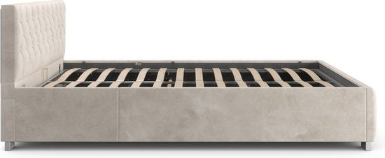 Lit rembourré Nizza - 120 x 200 cm - Beige - LED Lighting & Bed Drawer