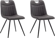 Furnihaus Chaise de salle à manger Leon Microfibre Anthracite Lot de 2