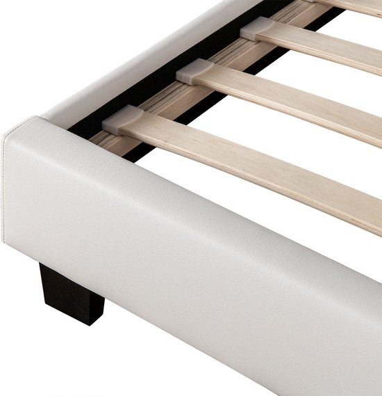 Lit capitonné Paris - 160 x 200 cm - Blanc - Eclairage LED