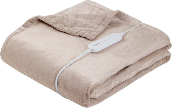 Inventum HB185T Couverture chauffante électrique 180x130 cm - Simple - 4 niveaux de chaleur - Lavable - Arrêt automatique - Polaire - Taupe