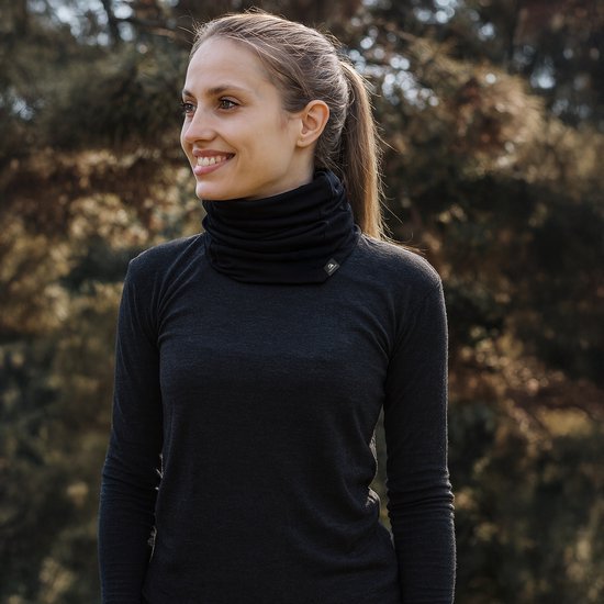 Travelhawk Neckwarmer - Hommes et femmes - Convient pour les sports d'hiver, la randonnée, le cyclisme et le scooter/moto - Écharpe à col roulé - Noir