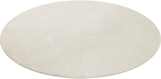 tectake® Tapis à poils courts - Rond - Ø120 cm - Crème - 1630 g/m² de poids de poils - Tapis pour le salon, la chambre à coucher, la salle à manger - Facile d'entretien et lavable - Sous-couche antidérapante - Antiallergique - Diverses tailles et couleurs