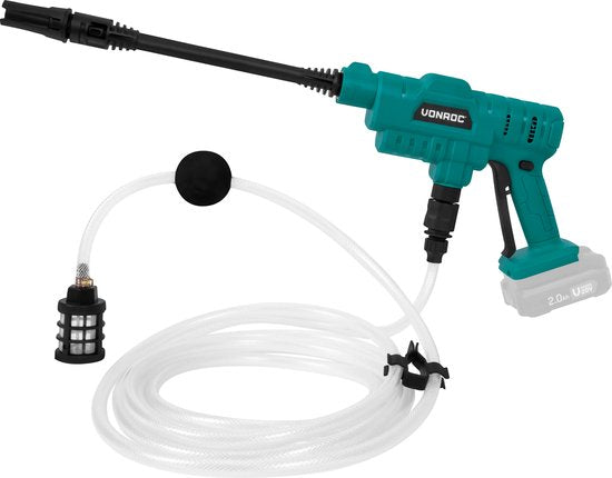 Nettoyeur haute pression - VONROC - Accu nettoyeur haute pression - 20V - 24bar - 198 l/h - Avec tuyau d'aspiration de 5m - Sans batterie ni chargeur