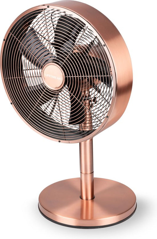 Lifetime Air Ventilateur de table - 230V - Ventilateur de bureau 30CM - 3 vitesses - Fonction oscillante - Inclinaison - Rose