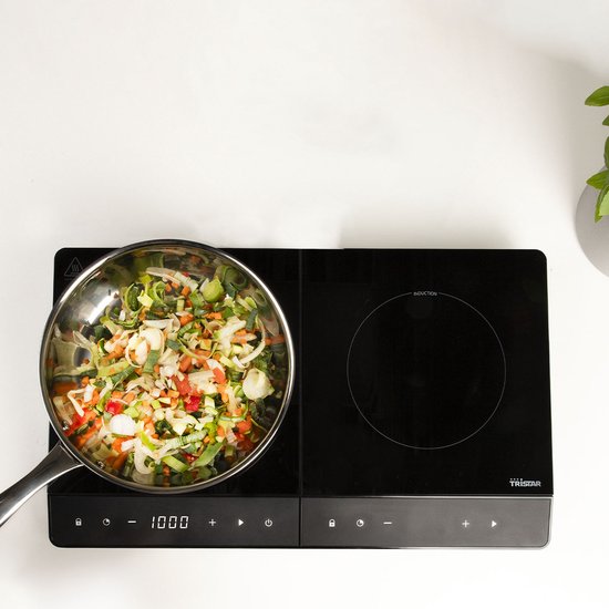Tristar Deluxe Table de cuisson à induction 3500W - IK-6162 - 2 zones de cuisson - Minuterie jusqu'à 180 min - Noir