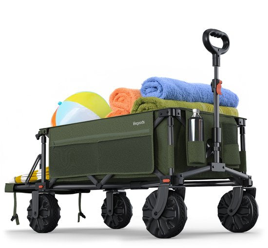 LifeGoods Wagon - 130KG - 200L - Pliable - Avec housse de protection - Vert