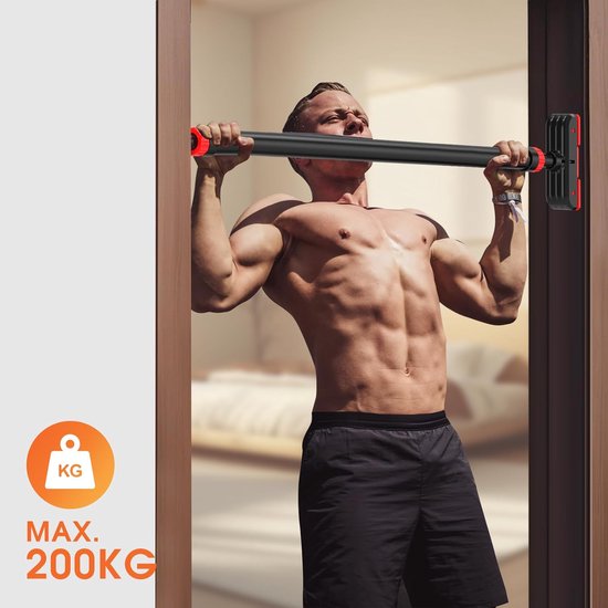 DH FitLife Pull-Up Bar for Door - Barre de traction sans vis 72-92 cm - Niveau à bulle inclus pour l'entraînement de la force et l'installation d'une barre de traction.