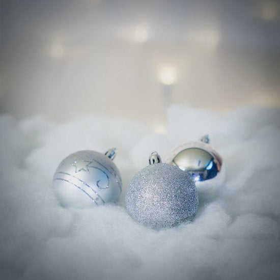 Boules de Noël 24pcs - Ø6cm Matt Shiny Shimmering - Plastic Silver