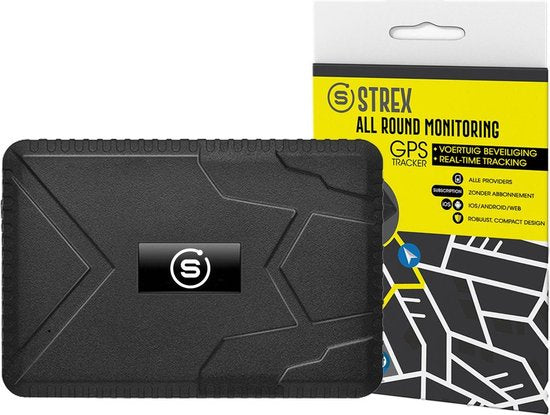 Strex GPS Tracker | Temps réel avec application | Batterie 120 jours | Étanchéité IP65 | Sans fil | Sans abonnement | Manuel en néerlandais | Système de localisation pour voiture, moto, bateau, camping-car, scooter, bagages et plus encore !