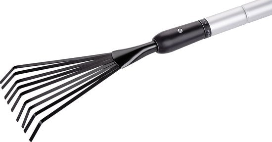 BLACK+DECKER Râteau - Râteau de jardin télescopique - manche extensible de 78 à 111 CM - Râteau à feuilles - Outils de jardin Manche en aluminium et tête en acier carbone - Inox - Argent/Noir