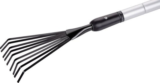 BLACK+DECKER Râteau - Râteau de jardin télescopique - manche extensible de 78 à 111 CM - Râteau à feuilles - Outils de jardin Manche en aluminium et tête en acier carbone - Inox - Argent/Noir
