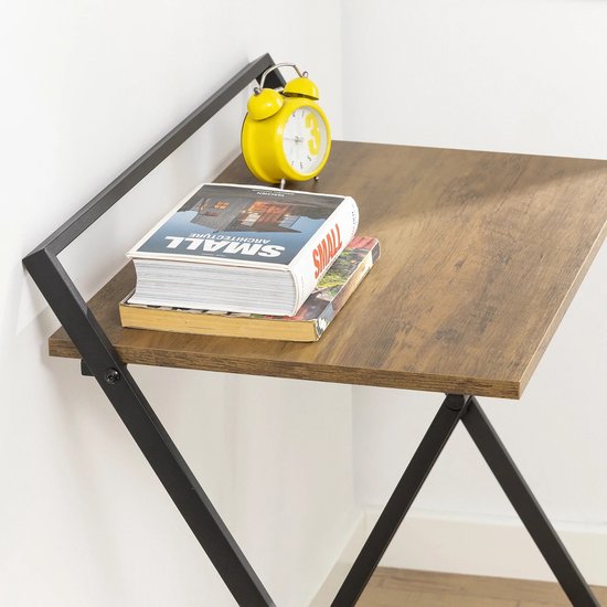 Mara Bureau pliable - Bureau d'ordinateur - Table d'étude - Portable - MDF - Marron - 63 x 45 x 77 cm