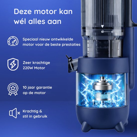Safecourt Kitchen Slow Juicer - moteur puissant [technologie de pré-coupe et de pression à froid] - nettoyage facile - sans BPA - juicer Blue
