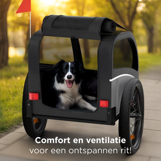 Trevopet® remorque vélo pour chien - remorque vélo pliable pour chien - remorque pour chien - convient aux vélos électriques - jusqu'à 40 kg - pour chiens de taille moyenne et grande - noir