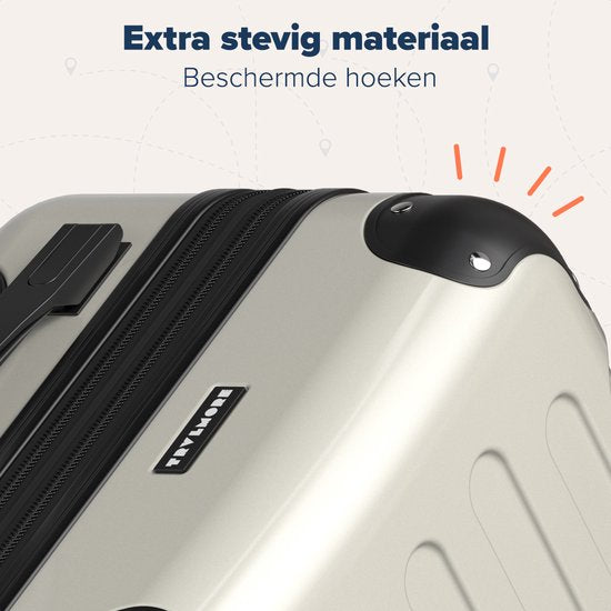 TRVLMORE Valise à main - 45L - Serrure TSA - Léger - Extensible - Trolley - 54x36x22cm - Champagne