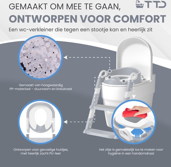 TTD® Potty Toddler - Toilet Dresser with Step - Toilet Dresser - Toilet trainer with Step - Hauteur réglable et pliable - 2 à 8 ans - Avec système de récompense et diplôme
