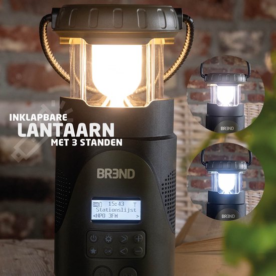 BREND BR-2245 Radio d'urgence avec lanterne et lampe de poche détachable - Radio FM/ DAB+ - Bluetooth - USB-C - Powerbank - Étanche - Fonction SOS