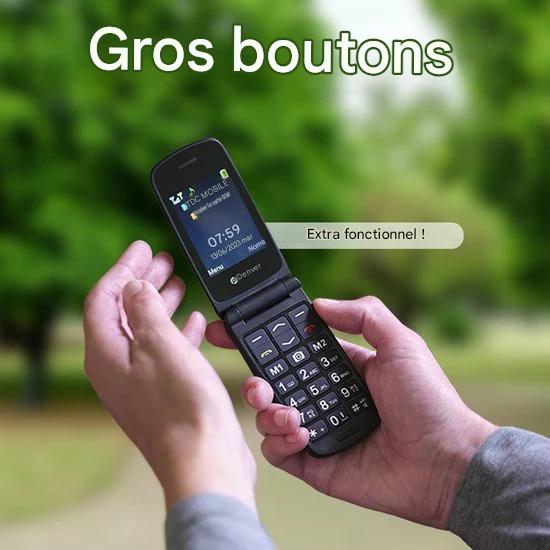 Denver Seniors Téléphone Mobile 4G - Grandes touches - Bouton SOS - Support de charge - GSM - Simlock-free - Bluetooth - BAS24600L
