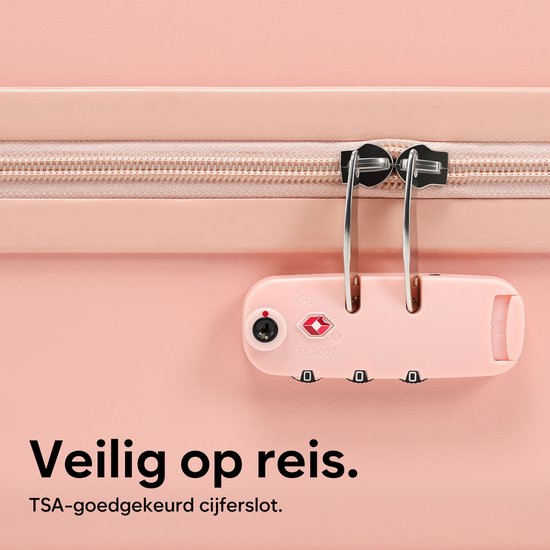 Skycases Hand Luggage Suitcase 35L - Lightweight Trolley - Spinner Wheels - TSA Lock and Laptop Compartment - Travel Suitcase with Handy Front Pocket - 55 cm - Pink