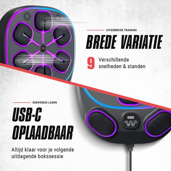 Inventus Boxing Machine PRO - Gants de boxe inclus - Installation de la machine de boxe sans perçage - Reflex Music Boxing - Smart Bluetooth Boxing Machine - Sports Boxing Training - Sac de boxe / Ballon de boxe - Rechargeable par USB - Pour adultes