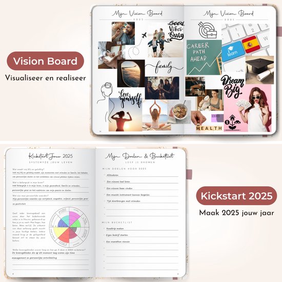 Systemyze Agenda 2025 Adultes - Planificateur - Journal - Organiseur - Feuilles d'autocollants incluses - Format A5 - Rose