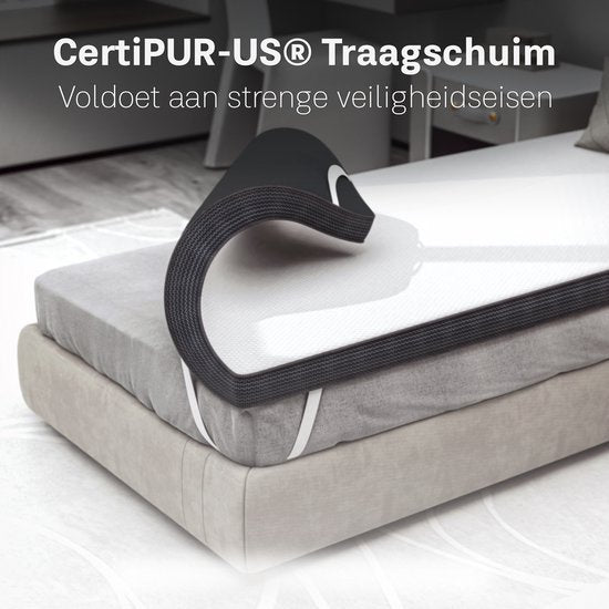 CozySense® Topper 90x200 - Surmatelas - Matelas de terrasse - Mousse à mémoire de forme avec gel réfrigérant - CertiPUR® - Fermeté moyenne - 8 CM - Housse lavable