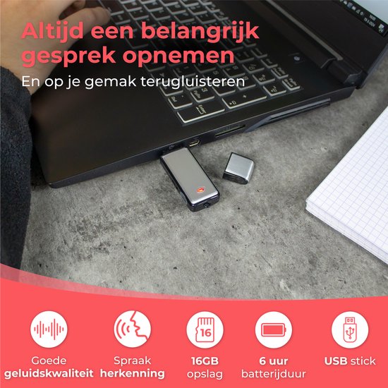 Nuvance - Eavesdropper - Usb Stick Eavesdropper - Voice Recorder Digital - Spy Recorder - Dictaphone - Eavesdropping & Recording