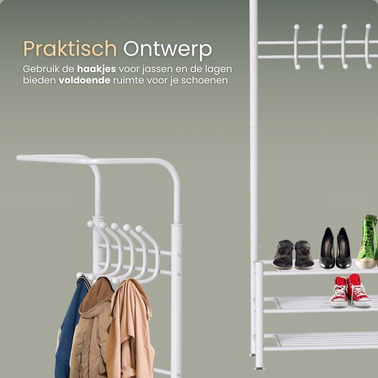 O'DADDY® porte-manteau droit - porte-manteaux - porte-manteau avec porte-chaussures - porte-manteau noir - porte-manteau - porte-vêtements - porte-manteau avec porte-manteau - porte-manteau avec porte-chaussures - porte-manteau en métal - 66 x 30 x 190 cm