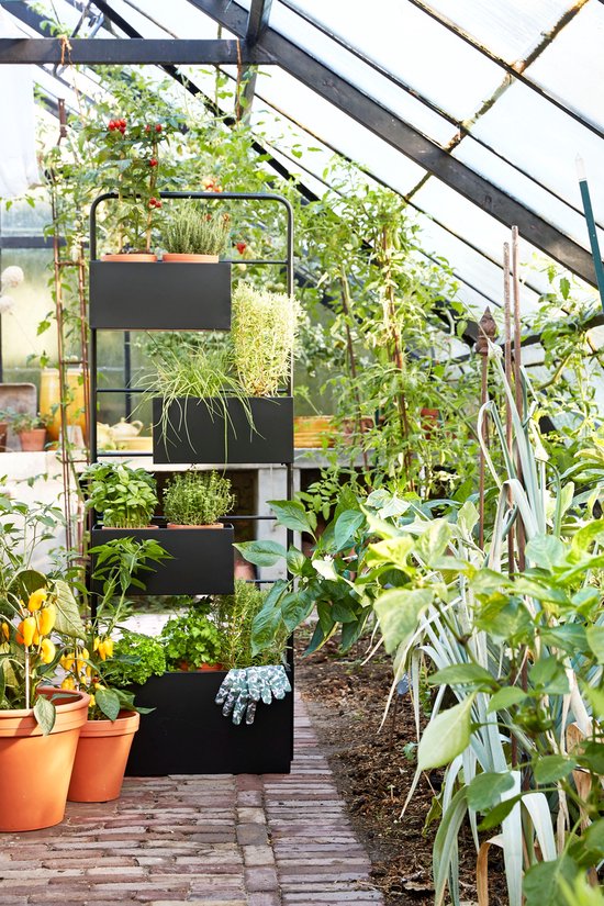 Mica Decorations Porte-plantes Dani - L37 x L38 x H160 cm - Métal - Noir