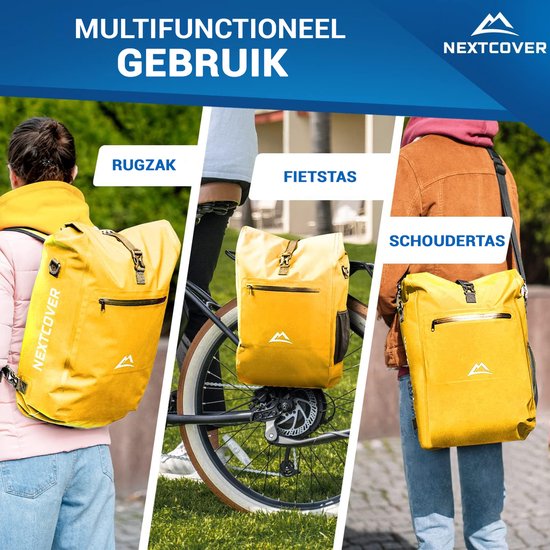 Nextcover® NEW 3in1 Pannier Bag for Carrier [Aquashield] - Sac à bagages, sac à dos et sac à bandoulière [25 Litres] I Sac à dos étanche