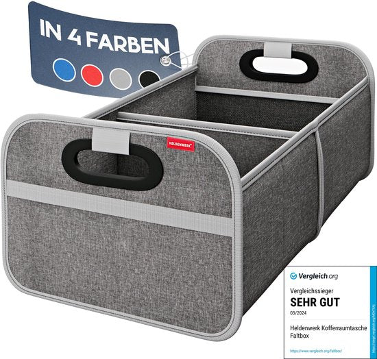 HELDENWERK Sac à bottes pliable avec velcro antidérapant - organisateur de bottes, boîte pliante pour voiture, sac à provisions - renforcé et stable