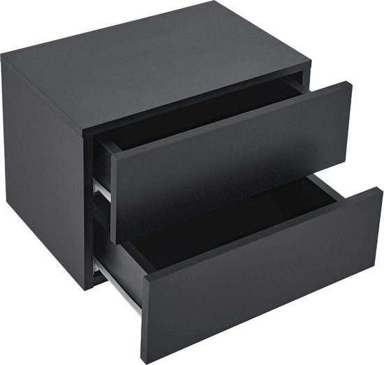 Table de nuit flottante - 40 x 29 x 30 cm - Noir - 2 tiroirs