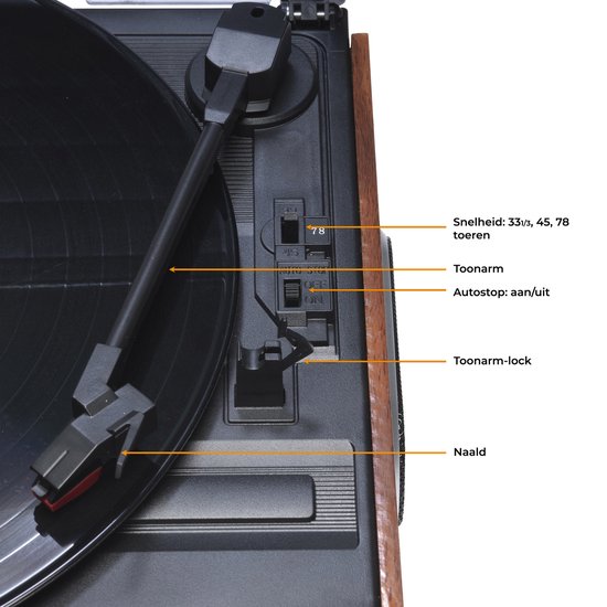 Denver Retro Record Player - Haut-parleurs intégrés - Radio FM - Fonction Auto-stop - AUX - Phono - VPR190