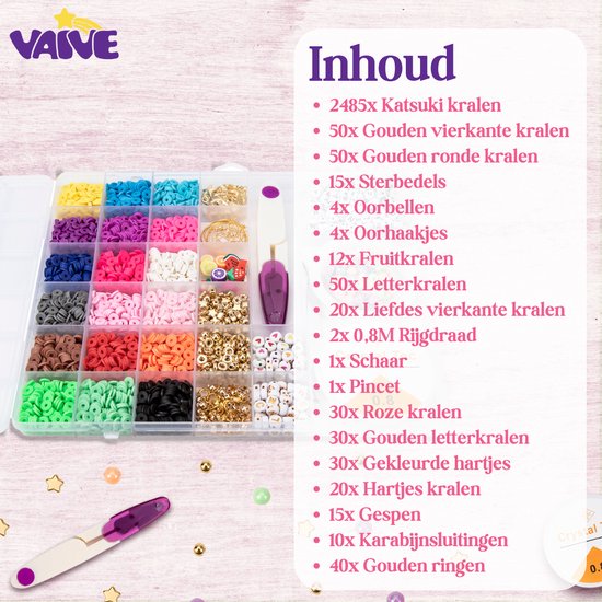 Vaive Katsuki Beads Deluxe Starter Kit - 2485 pièces pour la fabrication de bijoux - Crafting Girls - For Kids - Craft Box - Bracelet Making - Earring Making
