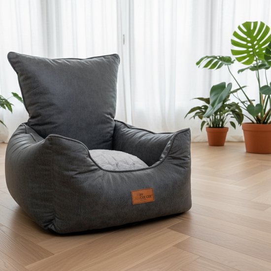 By Cee Cee Dog Basket Car - Très luxueux panier pour chien de voiture - Siège arrière pour chien de voiture - Panier pour chien de voiture - Couverture pour chien de siège de voiture - Siège de voiture pour chien - Aussi pour siège latéral - Anthracite -