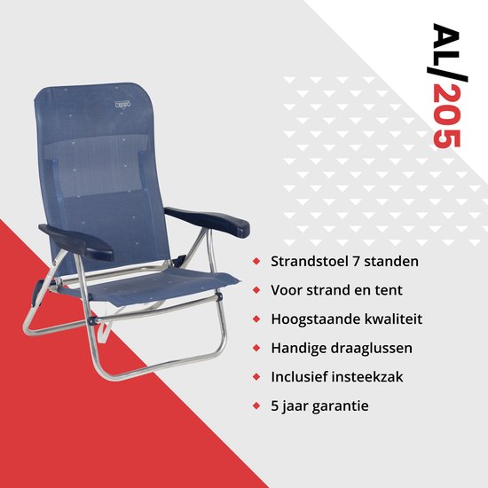 Crespo - Chaise de plage - AL/205 - Bleu foncé