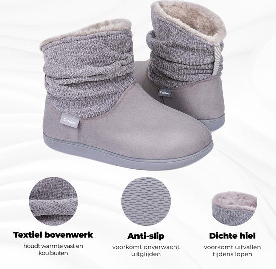 Chaussons Dames - Chaussons - Taille 42/43 - Gris - Antidérapant - Comfeet